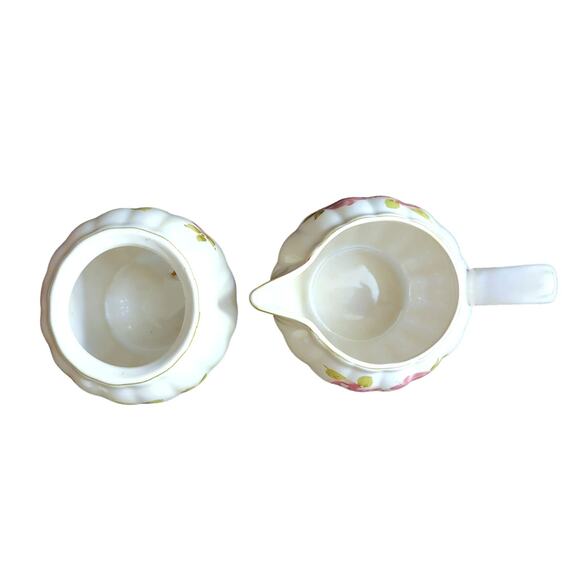 Gibson Roseland Porcelain Stoneware Vintage Sugar Bowl with Lid and Creamer Set - Picture 5 of 10